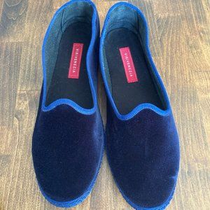 ViBi Venezia Navy Whipstitched Velvet Slippers